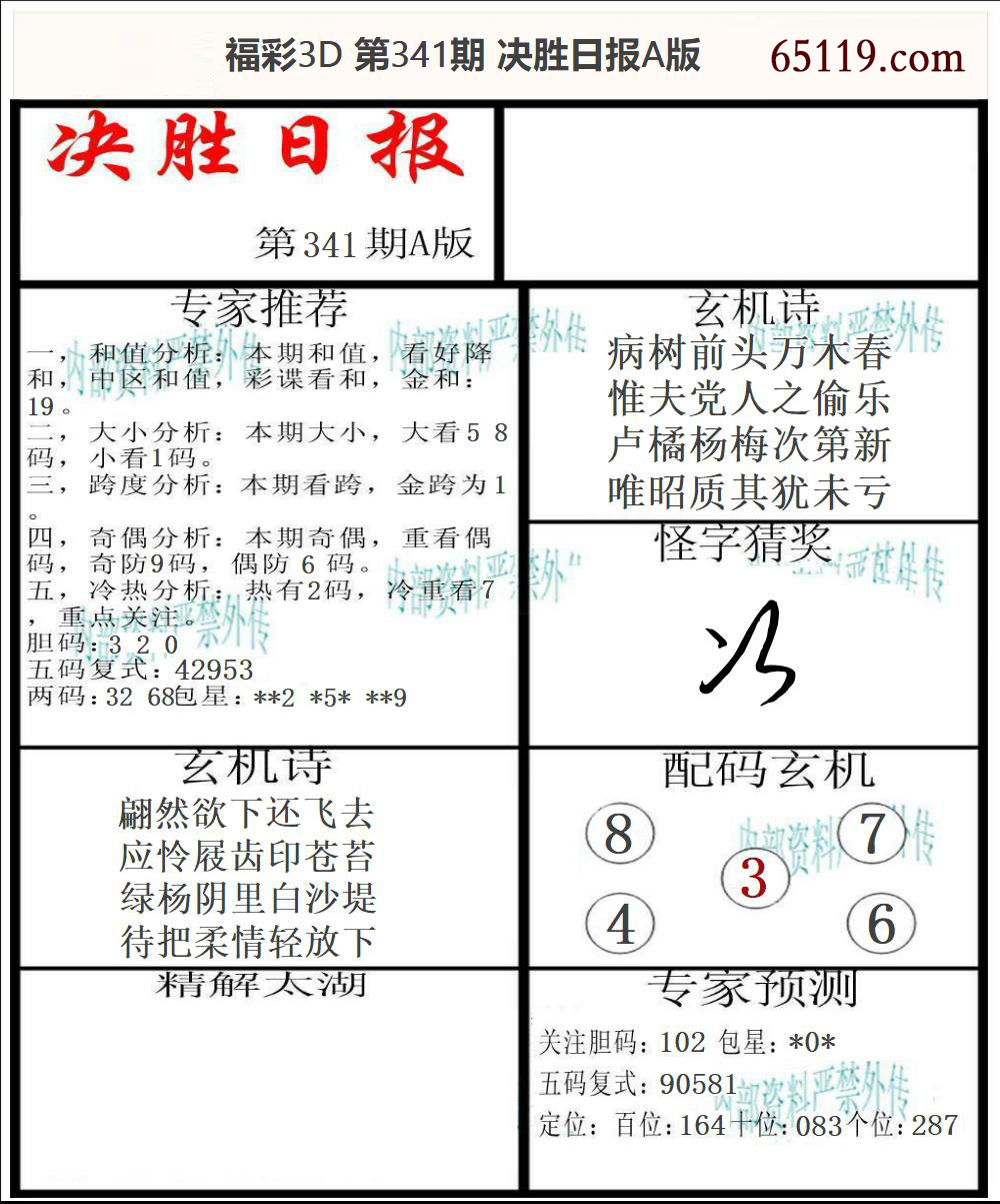 福彩3D决胜日报A版