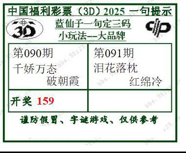 蓝仙子一句定三码